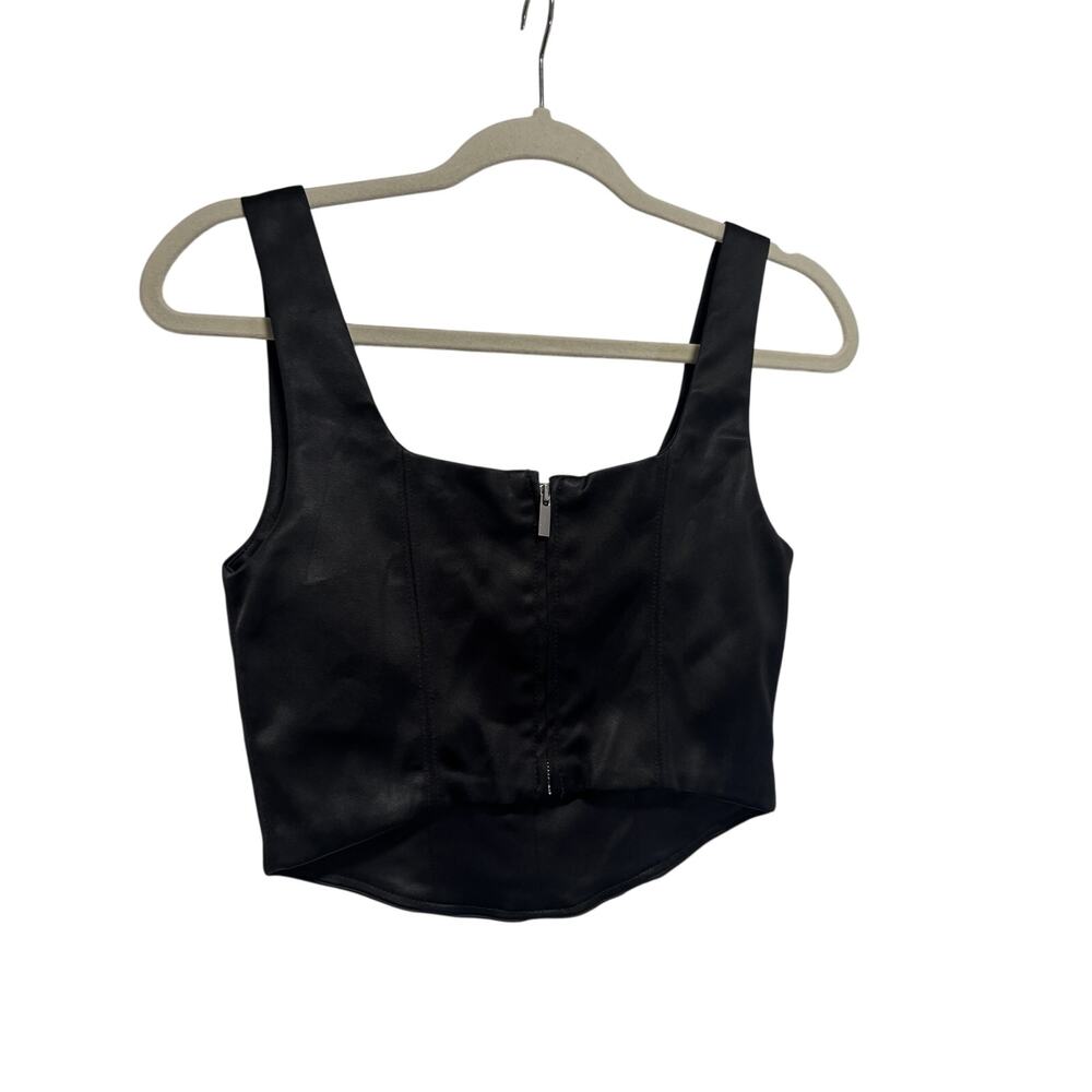 TEN by Babaton Black Satin Crop Tank Top XS - Picture 7 of 8